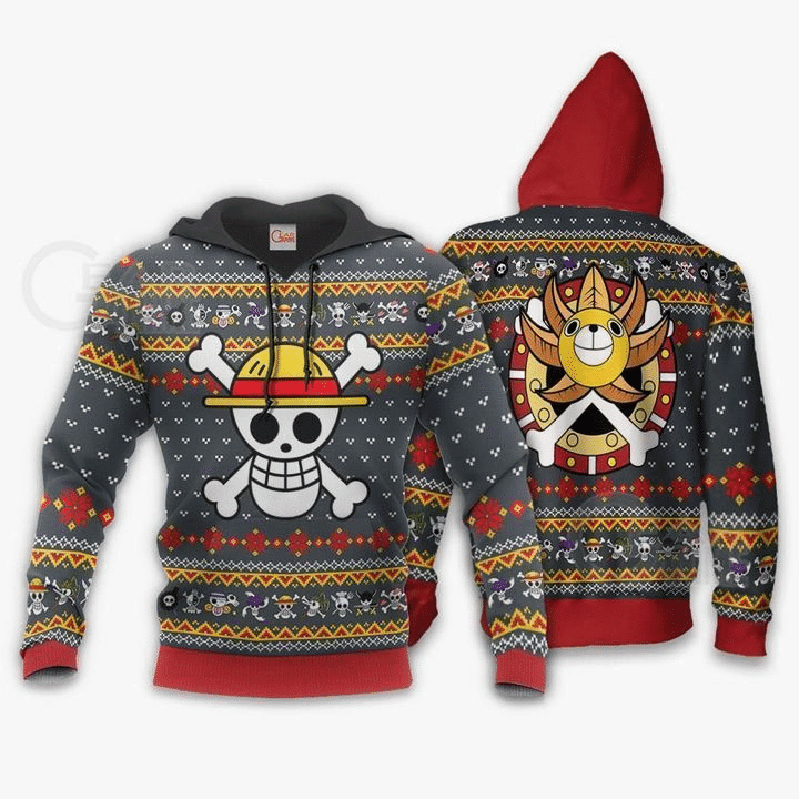 One Piece Ugly Christmas Straw Hat Priate Xmas Anime Manga For Men And Women 3d Hoodie Zip Hoodie