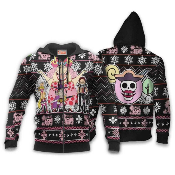 Big Mom Pirates Ugly Christmas Sweater One Piece Anime 1k493 Fan Gift Stylist Unisex Cartoon Graphic Outfits Aop 3d Hoodie, Zip Hoodie 438