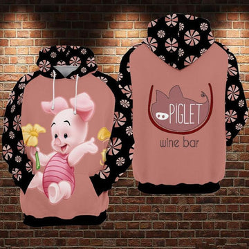 Piglet Disney Wine Bar Over Print 3d Hoodie Zip Hoodie