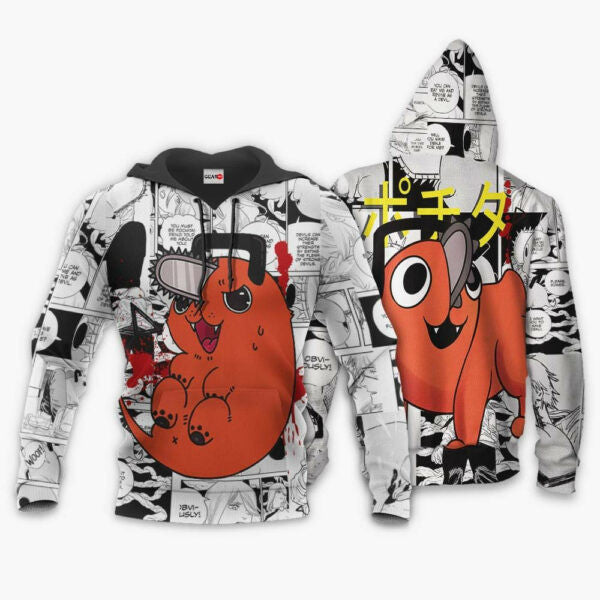 Pochita Manga Style Chainsaw Man Anime 3k47 Fan Gift Stylist Unisex Cartoon 3d Hoodie Zip Hoodie 2145