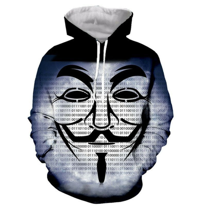 Details About Classical Anonymous Over Print 3d Hoodie Zip Hoodie