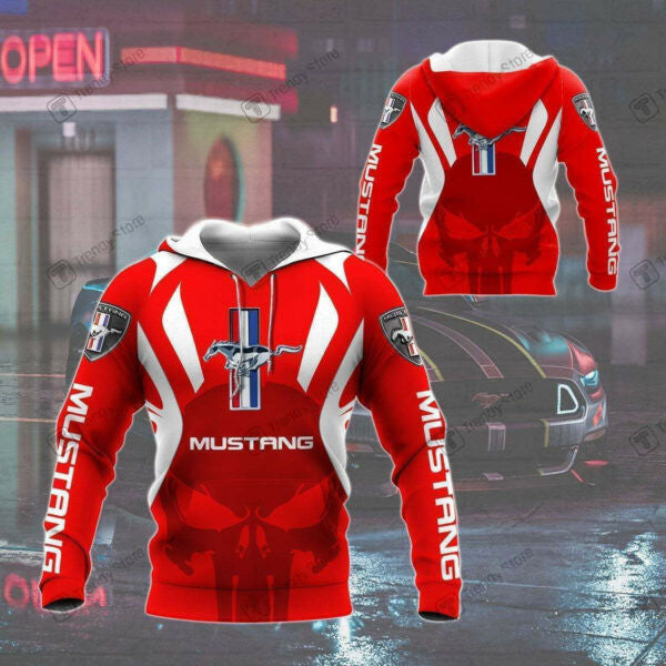 Punisher Ford Mustang Luxury Car 8k190 Fan Gift 3d Zip Hoodie Hoodie Ii0 1911