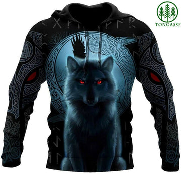 Fenrir Viking Alpha Wolf And Moon 3d Hoodie