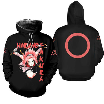 Naruto Haruno Sakura Clan Symbol Naruto Anime 2k866 Fan Gift Stylist Unisex Cartoon 3d Hoodie Zip Hoodie 2718