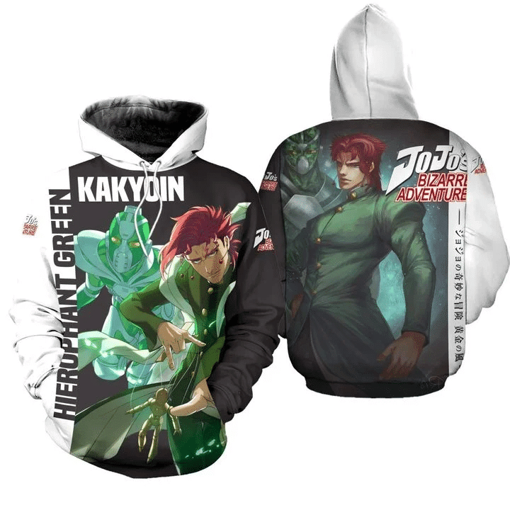 Kakyoin Hierophant Green Jojos Bizarre Adventure Anime Manga For Men And Women 3d Hoodie Zip Hoodie