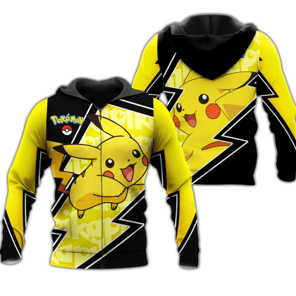 Pikachu Anime Pokemon Manga 1k804 Fan Gift Stylist Unisex Cartoon Graphic Outfits Aop 3d Zip Hoodie 1943