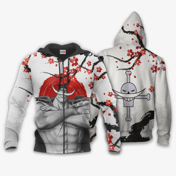 Whitebeard Pirates Japan Cherry Blossoms One Piece Anime 1k679 Fan Gift Stylist Unisex Cartoon Graphic Outfits Aop 3d Hoodie, Zip Hoodie 2589