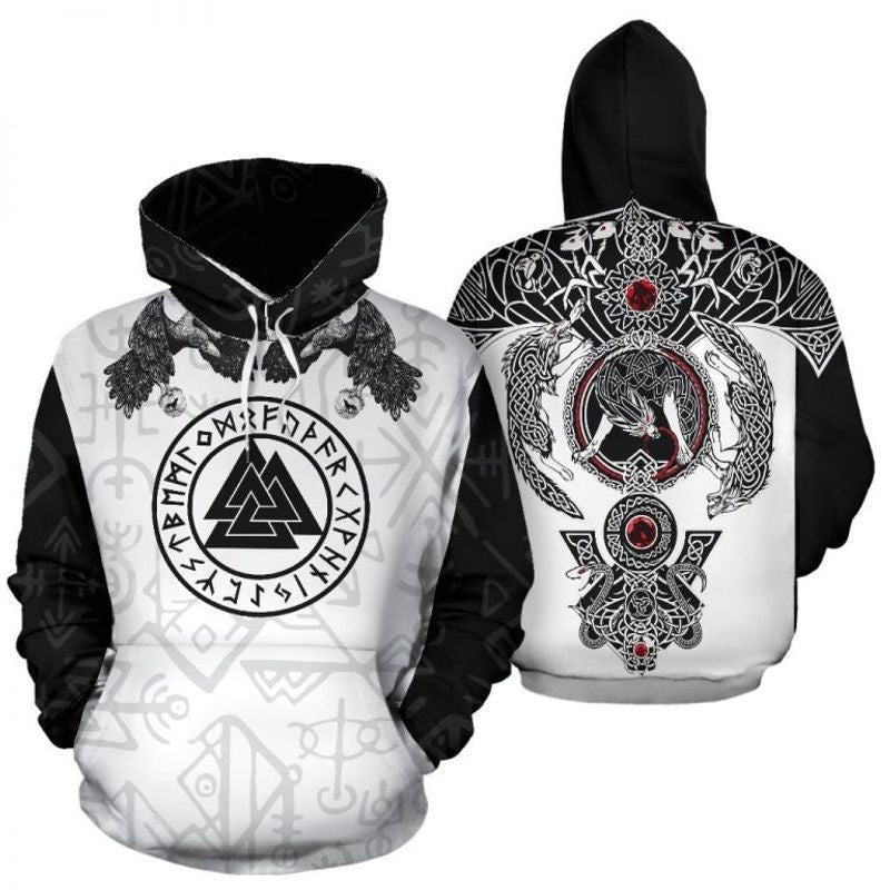 For The Vikings Lovers Wolf Icon 3d Hoodie