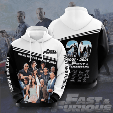 Fast And Furious 20th Anniversary 2001 2021 Signature Design Gift For Fan Custom 3d Hoodie All Over Printed Hoodie
