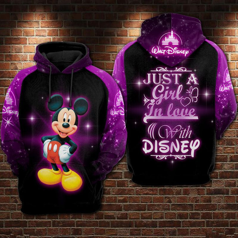 Juts A Girl In Love Mickey Over Print 3d Hoodie Zip Hoodie 300