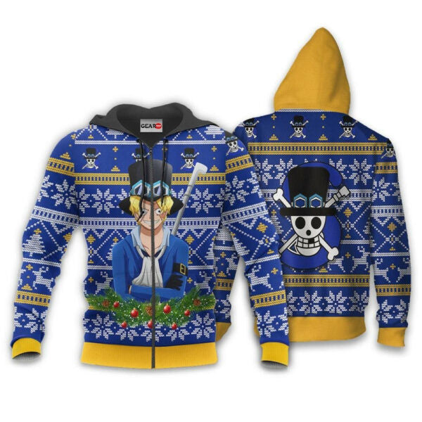 Sabo Ugly Christmas Sweater One Piece Anime 1k498 Fan Gift Stylist Unisex Cartoon Graphic Outfits Aop 3d Hoodie, Zip Hoodie 2276