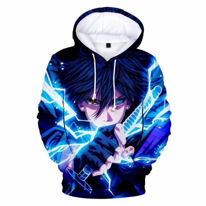 Sasuke Naruto Cartoon Anime Manga Over Print 3d Hoodie Zip Hoodie