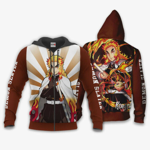 Rengoku Demon Slayer Anime 3k43 Fan Gift Stylist Unisex Cartoon 3d Hoodie Zip Hoodie 2407