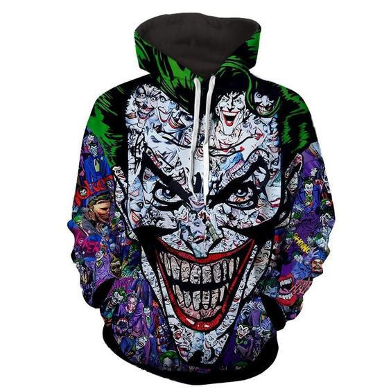 Cool Custom Hoodie Joker Colorful Doodle Art Design 3d Full Print Hoodie