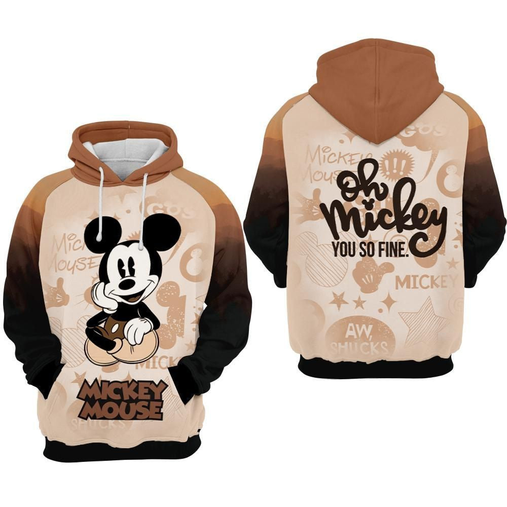 Mickey Mouse Oh Mickey You So Fine Over Print 3d Hoodie Zip Hoodie 595