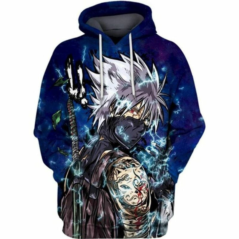 Hatake Kakashi Thunder Naruto Anime 3d Hoodie