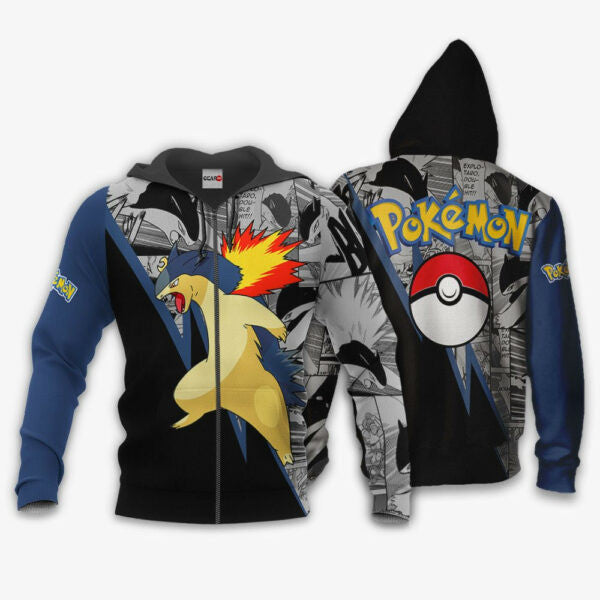 Typhlosion Anime Pokemon Manga 1k948 Fan Gift Stylist Unisex Cartoon Graphic Outfits Aop 3d Hoodie Zip Hoodie 2326
