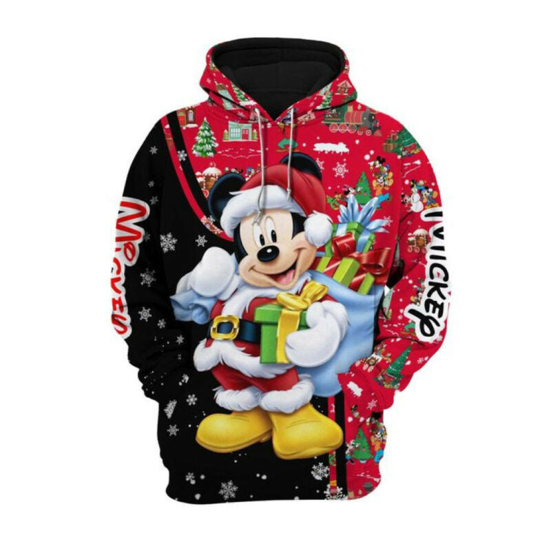Mickey Mouse Santa Claus Christmas 3d Hoodie Zip Hoodie