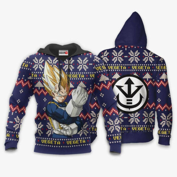 Vegeta Super Saiyan Ugly Christmas Dragon Ball Z Anime 1k338 Fan Gift Stylist Unisex Cartoon Graphic Outfits Aop 3d Hoodie, Zip Hoodie 2143