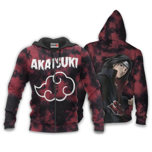 Akatsuki Itachi Uchiha Tie Dye Style Naruto Anime 1k388 Fan Gift Stylist Unisex Cartoon Graphic Outfits Aop 3d Hoodie, Zip Hoodie 237
