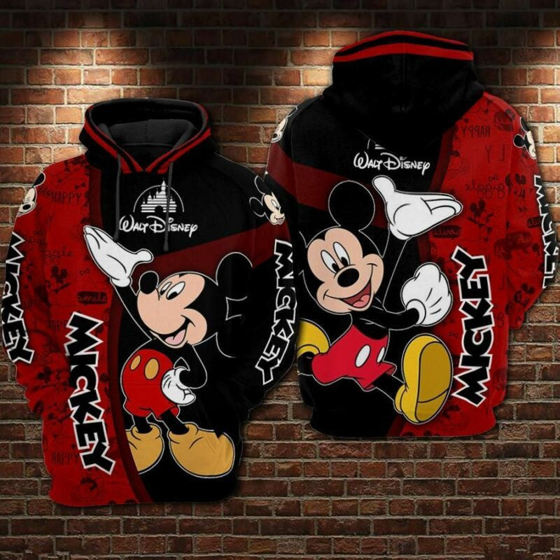 Mickey Mouse Walt Disney Over Print 3d Hoodie Zip Hoodie
