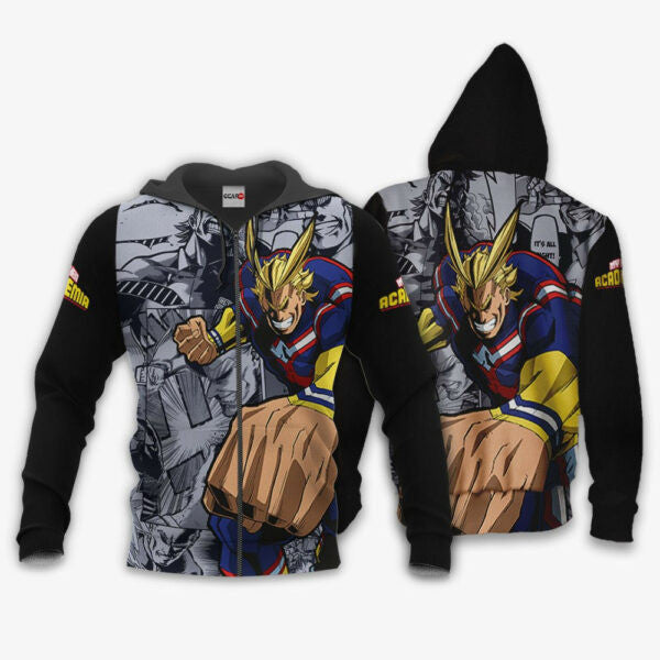 All Might Anime My Hero Academia Manga 1k992 Fan Gift Stylist Unisex Cartoon Graphic Outfits Aop 3d Hoodie Zip Hoodie 1038