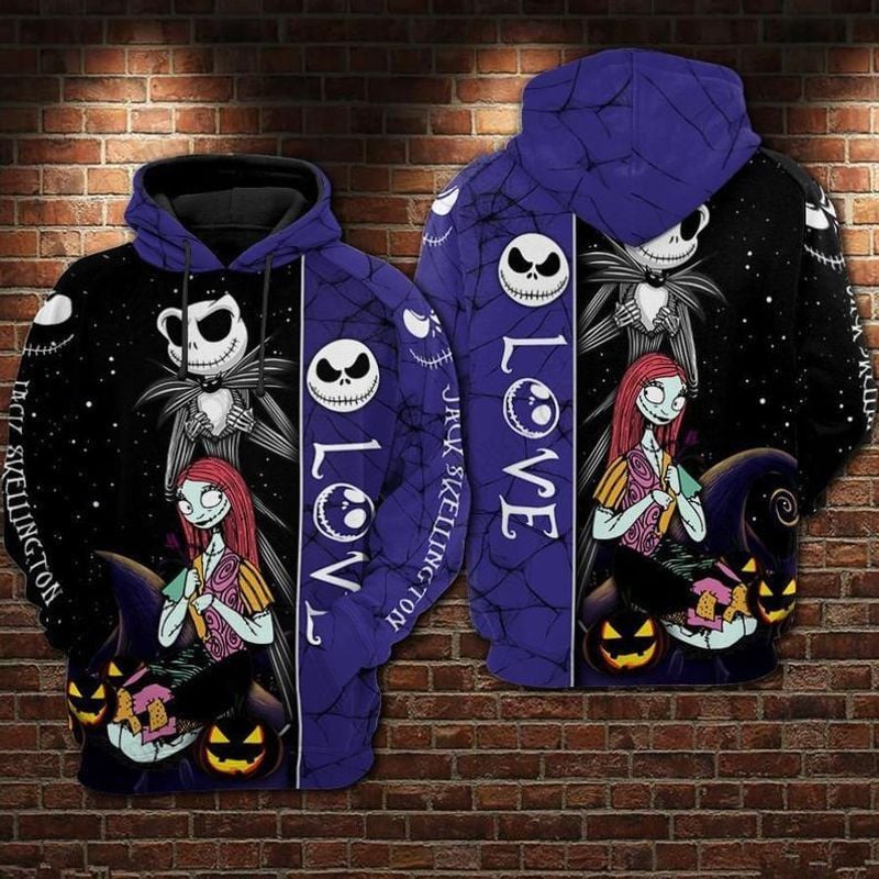 Jack Skellington Sally Love Over Print 3d Hoodie Zip Hoodie 17