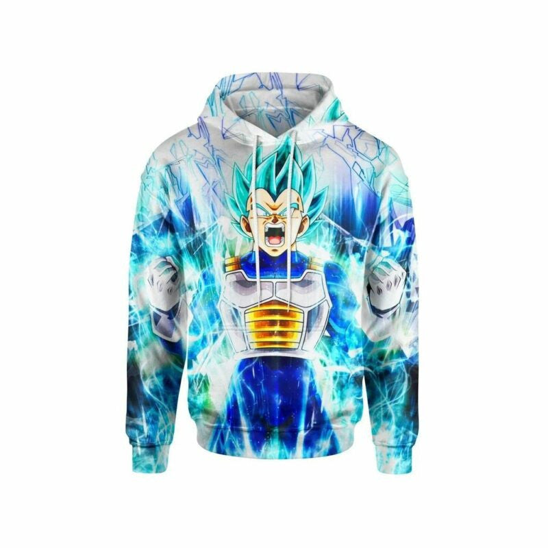 Goku Blue Saiyan Cartoon Dragon Ball Anime Manga 6 Over Print 3d Hoodie Zip Hoodie