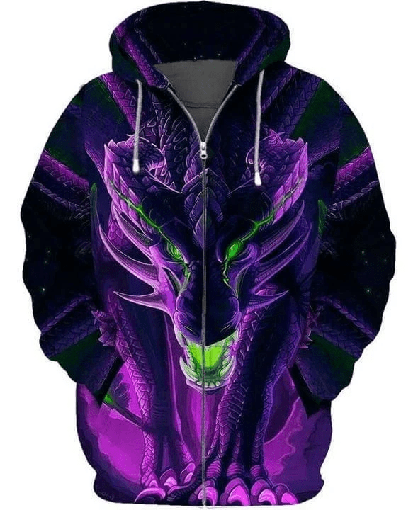 Dragon Purple For Men And Women 3d Hoodie Zip Hoodie