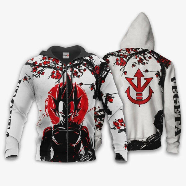 Prince Vegeta Japan Cherry Blossoms Dragon Ball Z Anime 1k278 Fan Gift Stylist Unisex Cartoon Graphic Outfits Aop 3d Hoodie, Zip Hoodie 2738