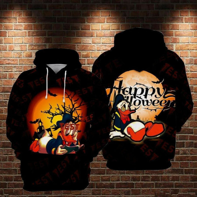 Donald Duck Happy Halloween Spooky Night Black 3d Hoodie Zip Hoodie