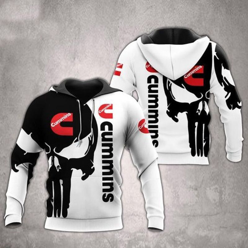 Cummins Punisher Skull Black White All Over Printed Custom 3d Hoodie