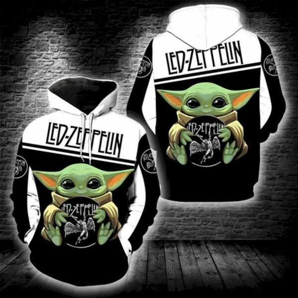 Led Zeppelin Baby Yoda Star Wars New All Over Printed 3d Hoodie 130