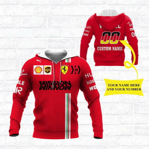 Custom Name And Number Scuderia Ferrari Luxyry Racing Car F1 8k135 Fan Gift 3d Zip Hoodie Hoodie Ii0 354