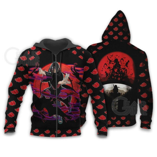 Itachi Akatsuki Naruto Anime 3k400 Fan Gift Stylist Unisex Cartoon 3d Hoodie Zip Hoodie 963
