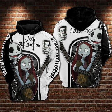Jack Skellington And Sally The Nightmare Before Christmas Selfie Over Print 3d Hoodie Zip Hoodie