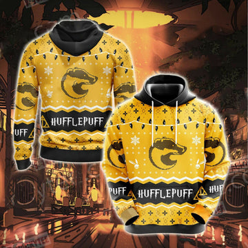 Harry Potter Christmas Hoodie Hufflepuff House Christmas Pattern 3d Hoodie Zip Hoodie