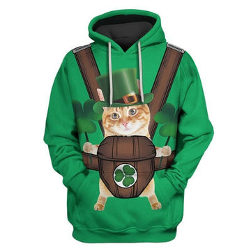 Cute Cat Saint Patrick's Day Over Print 3d Hoodie Zip Hoodie
