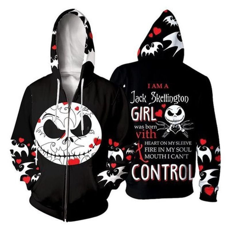 Jack Skellington Girl Fashion 3d Zip Hoodie 4