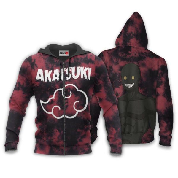 Akatsuki Black Zetsu Tie Dye Style Naruto Anime 1k384 Fan Gift Stylist Unisex Cartoon Graphic Outfits Aop 3d Hoodie, Zip Hoodie 275