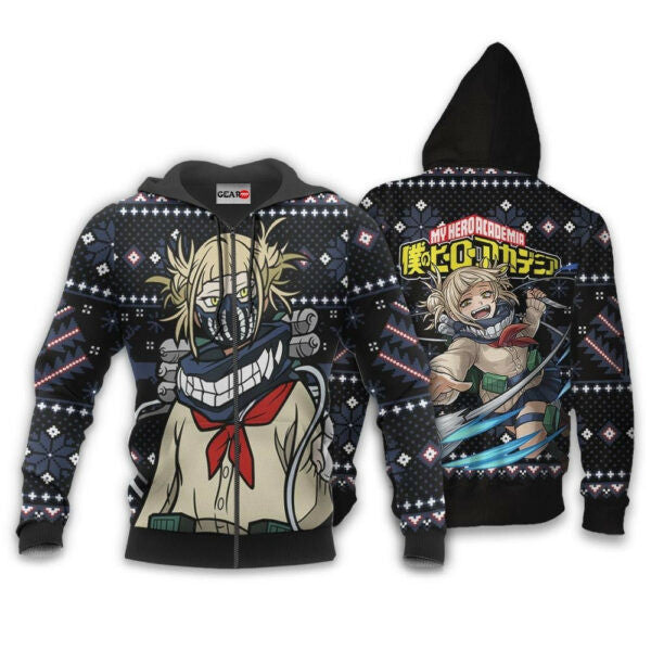 Himiko Toga Ugly Christmas Sweater Anime My Hero Academia Manga 2k46 Fan Gift Stylist Unisex Cartoon 3d Hoodie Zip Hoodie 1393