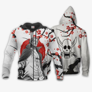 Red-haired Shanks Japan Cherry Blossoms One Piece Anime 1k668 Fan Gift Stylist Unisex Cartoon Graphic Outfits Aop 3d Hoodie, Zip Hoodie 1935