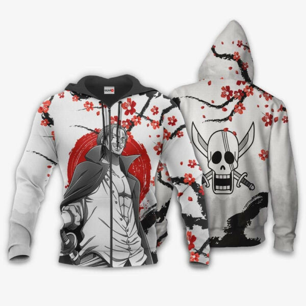 Red-haired Shanks Japan Cherry Blossoms One Piece Anime 1k668 Fan Gift Stylist Unisex Cartoon Graphic Outfits Aop 3d Hoodie, Zip Hoodie 1935