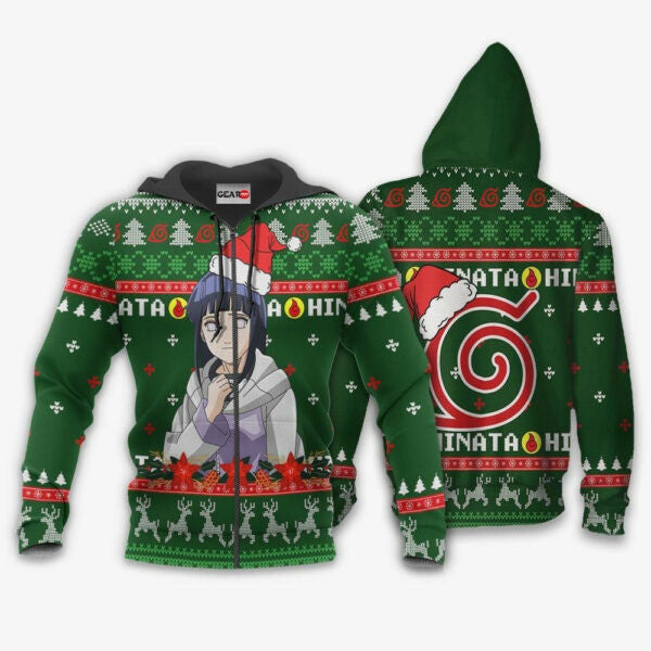 Hinata Hyuga Christmas Naruto Anime 1k449 Fan Gift Stylist Unisex Cartoon Graphic Outfits Aop 3d Hoodie, Zip Hoodie 1704