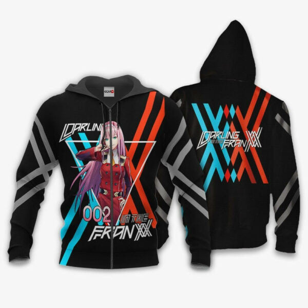 Zero Two Darling In The Franxx Anime 3k460 Fan Gift Stylist Unisex Cartoon 3d Hoodie Zip Hoodie 2730