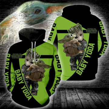 Groot Baby Yoda Star Wars Movies 1k170 Fan Gift 3d Hoodie 1612