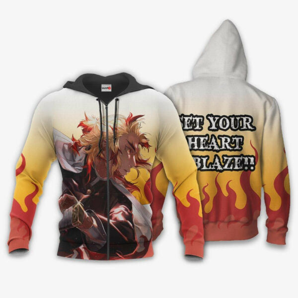 Kyojuro Rengoku Demon Slayer Anime 3k45 Fan Gift Stylist Unisex Cartoon 3d Hoodie Zip Hoodie 406