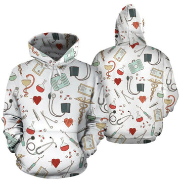 Nurse Hoodie White Medical Pattern 3d Hoodie Zip Hoodie