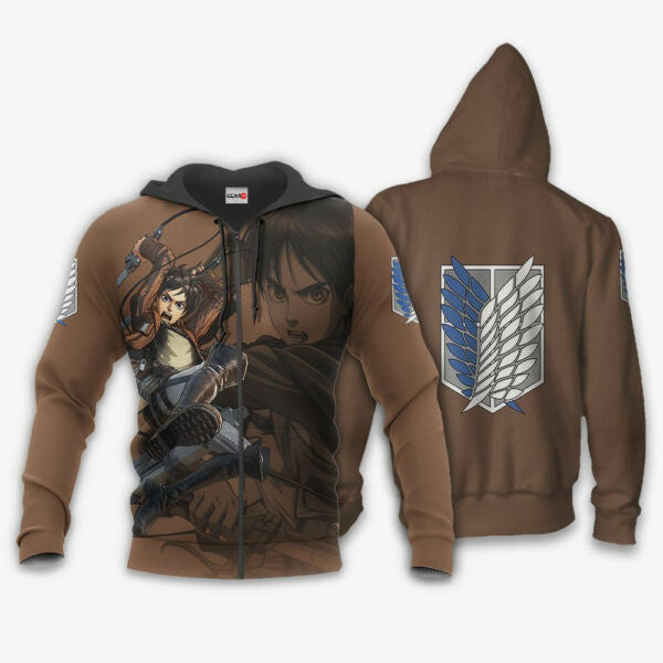 Aot Eren Yeager Attack On Titan Anime 3k396 Fan Gift Stylist Unisex Cartoon 3d Hoodie Zip Hoodie 789