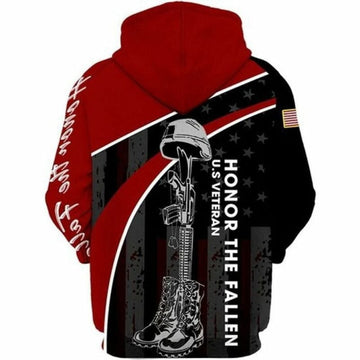 Honor The Fallen U.s Veteran 3d Hoodie